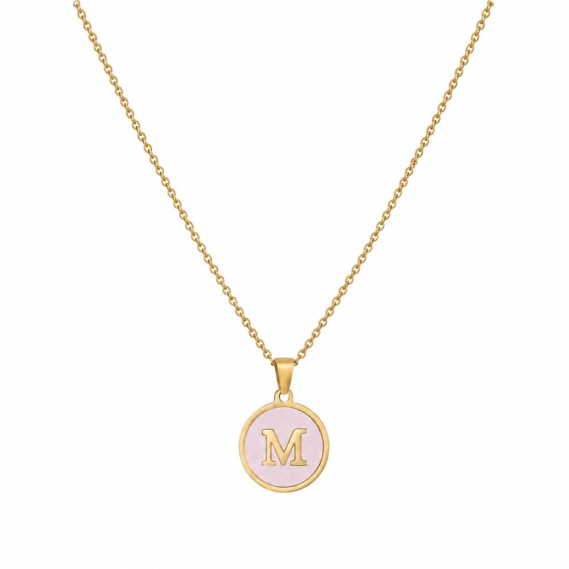 Blush Letter Medallion Necklace