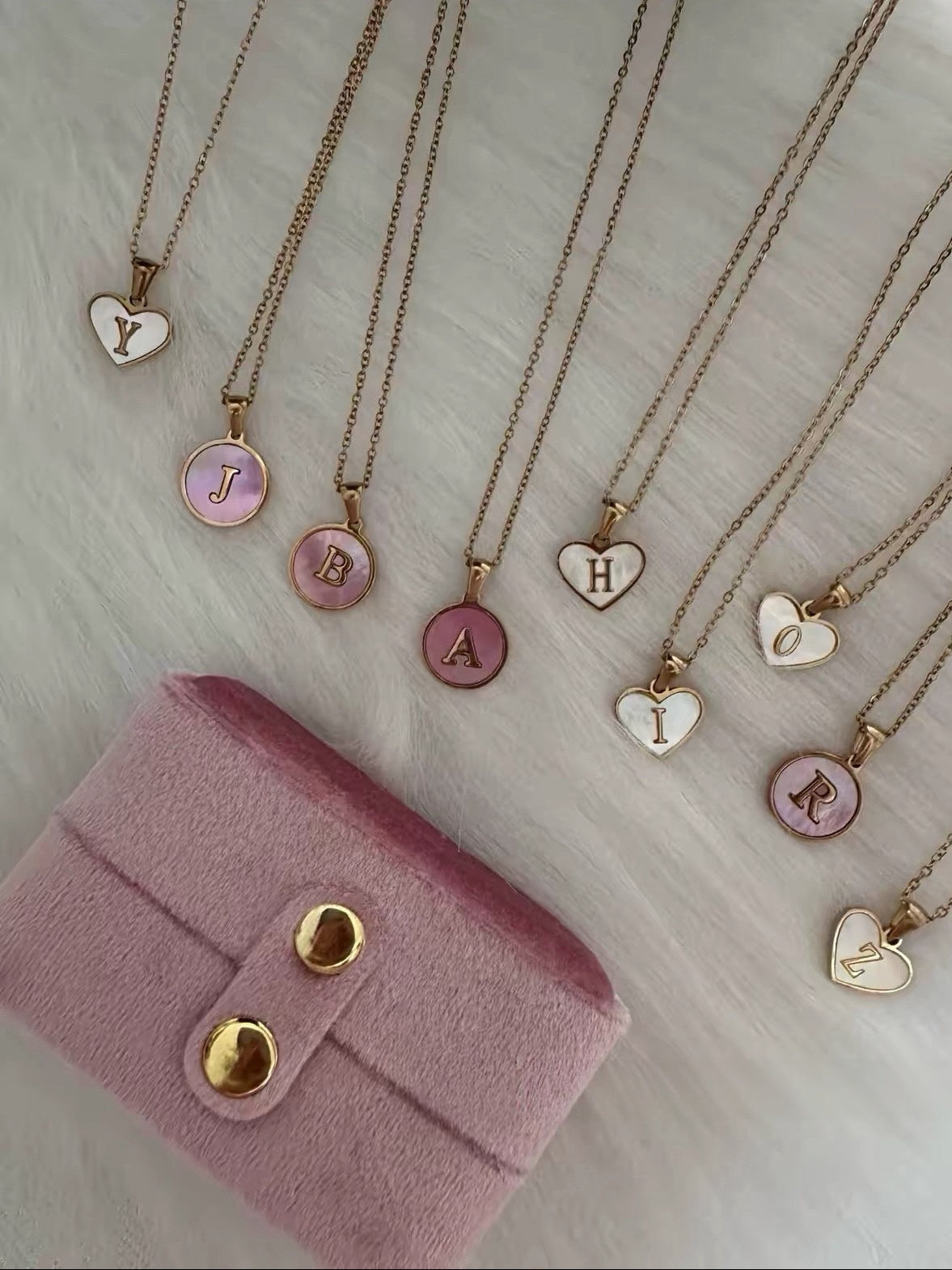 Blush Letter Medallion Necklace