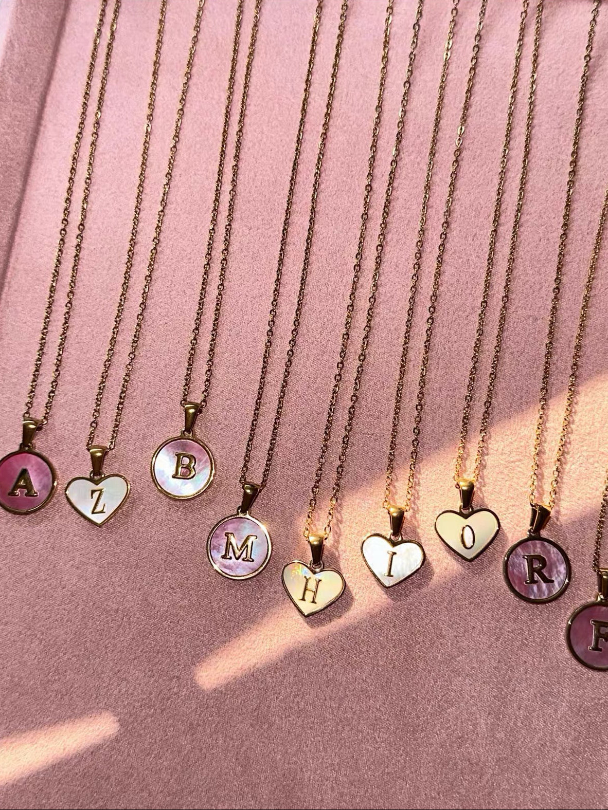 Blush Letter Medallion Necklace