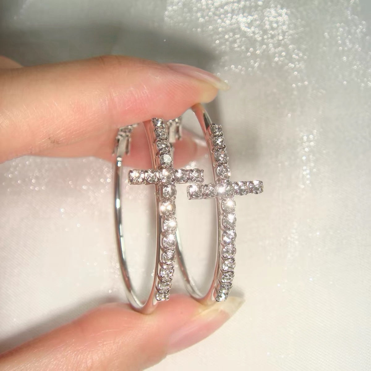 Beverly Cross Hoop Earrings