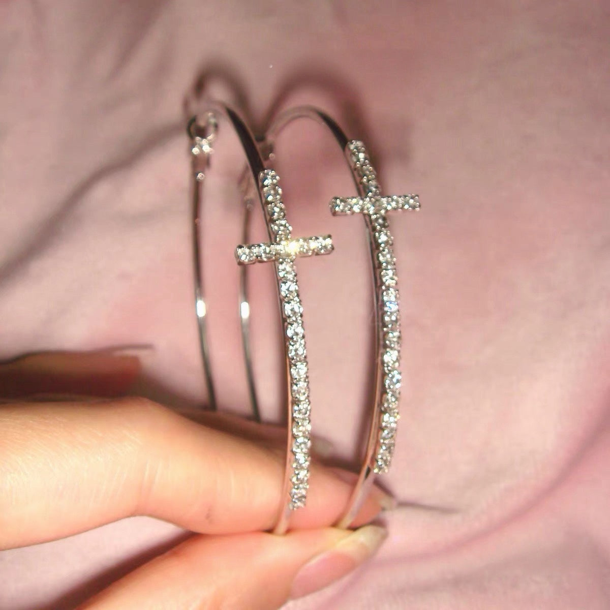 Beverly Cross Hoop Earrings