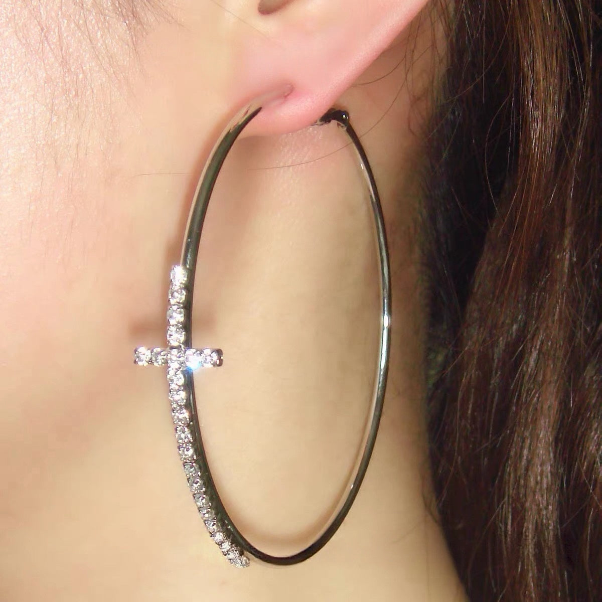 Beverly Cross Hoop Earrings
