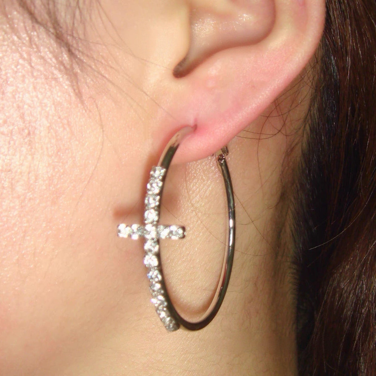Beverly Cross Hoop Earrings
