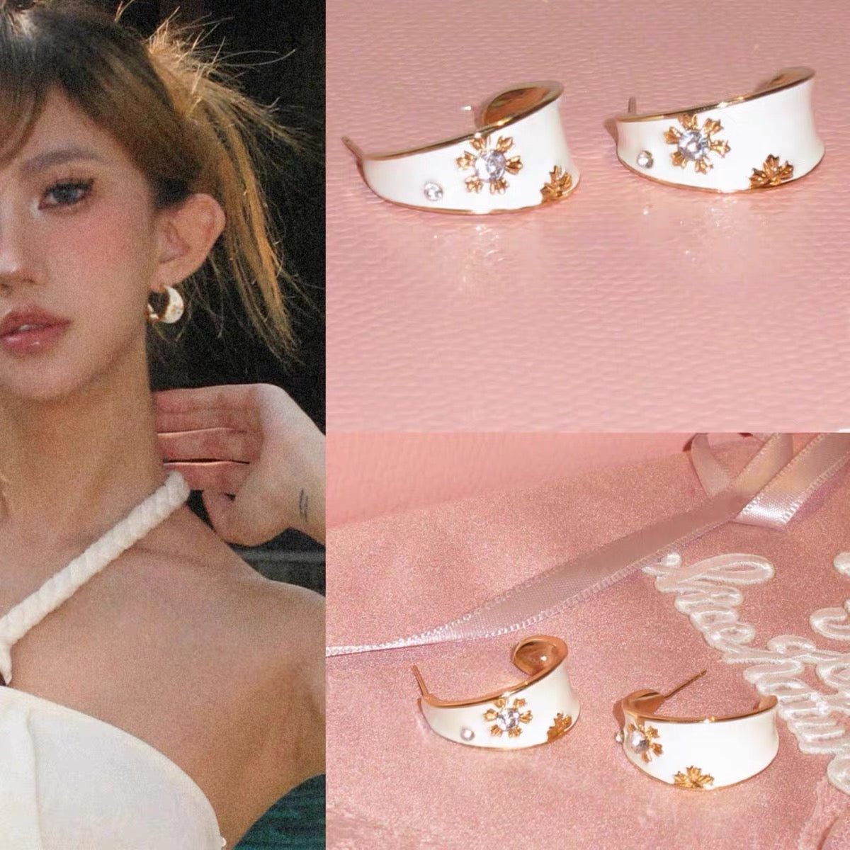 Moonlit Star Enamel Hoop Earrings