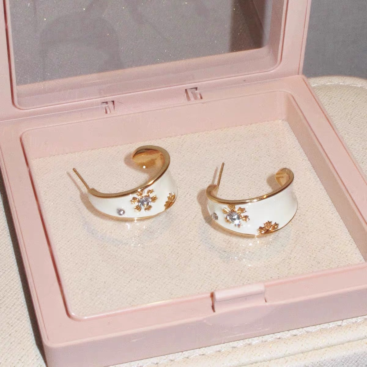 Moonlit Star Enamel Hoop Earrings