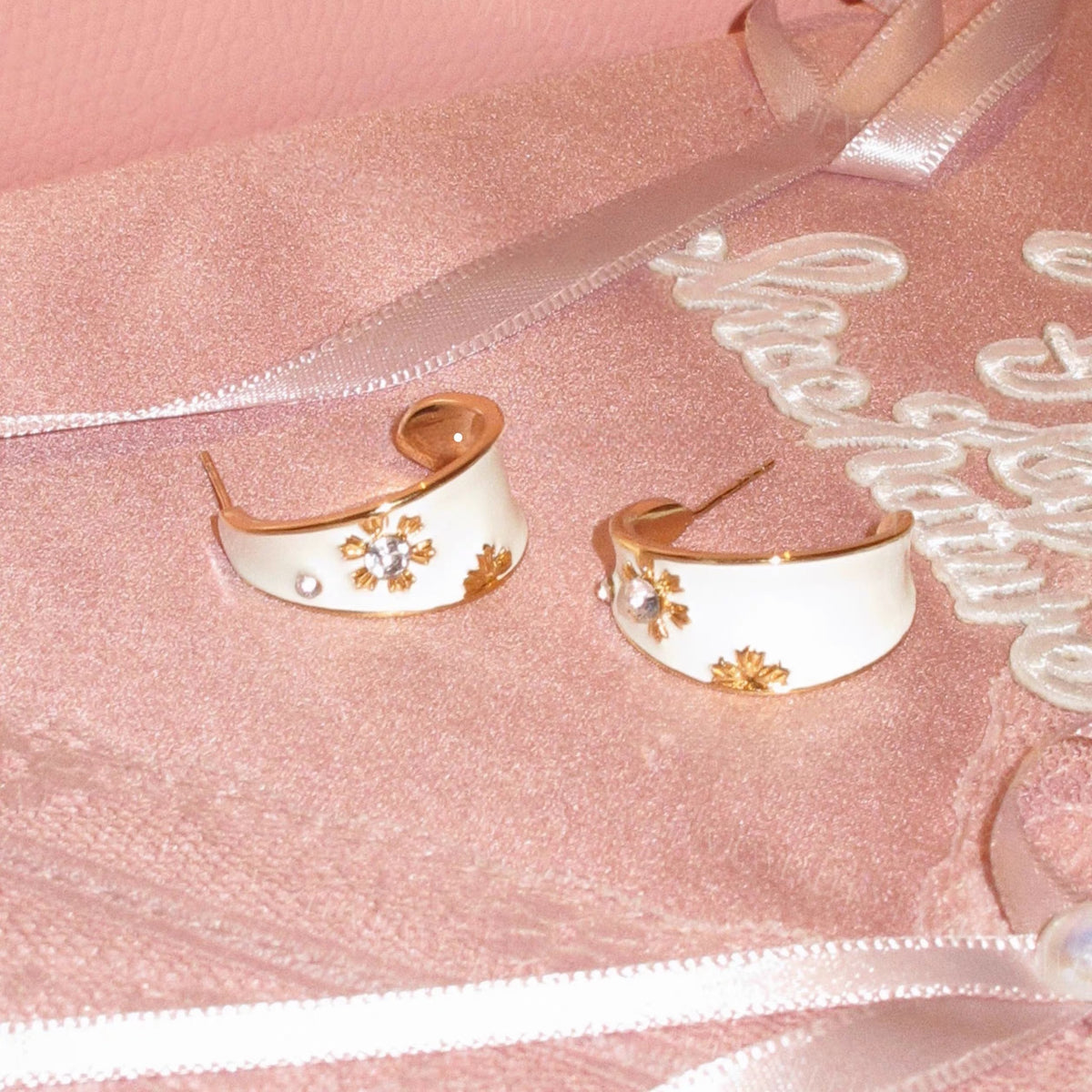 Moonlit Star Enamel Hoop Earrings