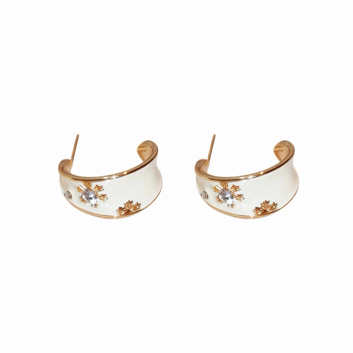 Moonlit Star Enamel Hoop Earrings