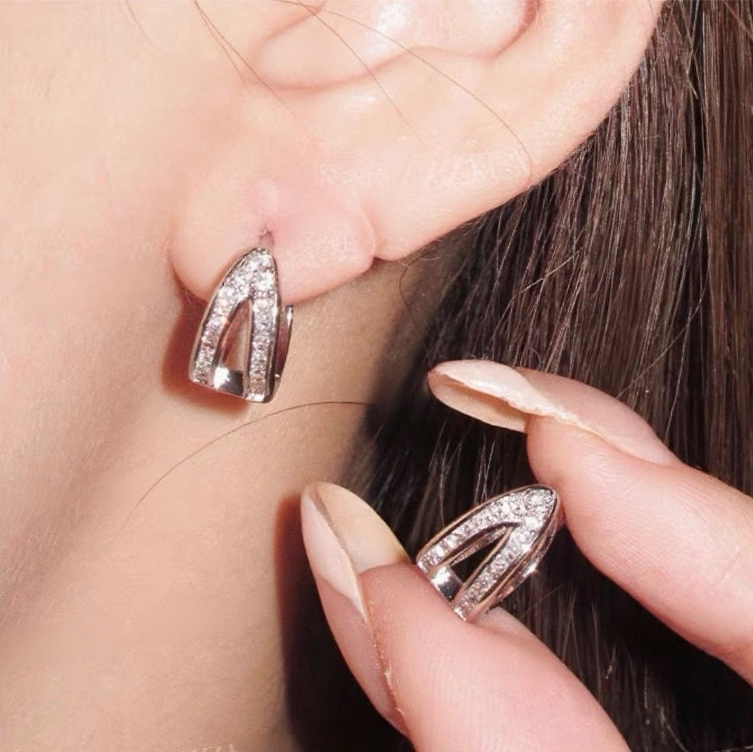 Luna Twist Zircon Huggie Earrings