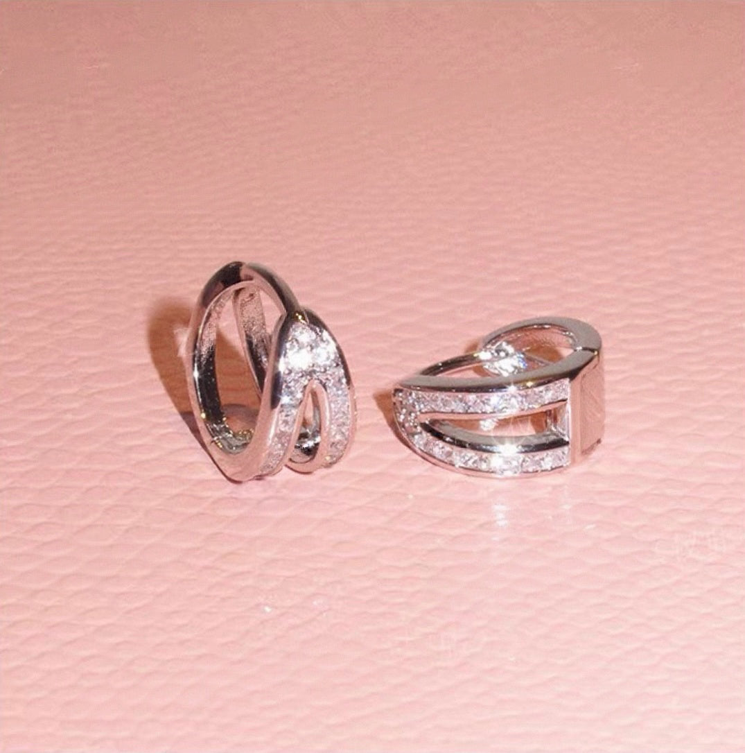 Luna Twist Zircon Huggie Earrings