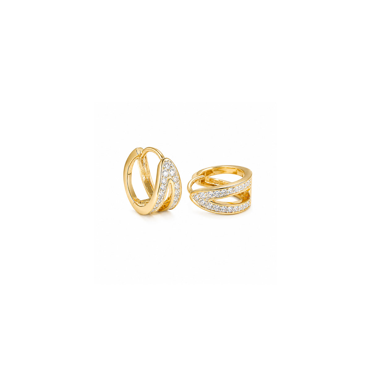 Luna Twist Zircon Huggie Earrings